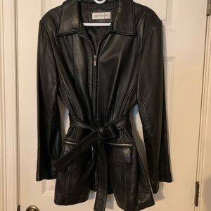 Women’s lamb skin leather motorcycle jacket black